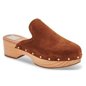 Dolce Vita Closen Cognac Suede Clogs Studded Slip On Block Heel 7.5 $120